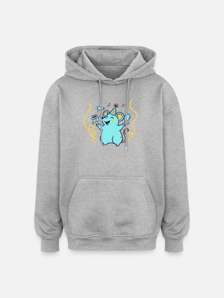 Festive Time with Hat and Balloons - Oversized Unisex Hoodie - heather grey
