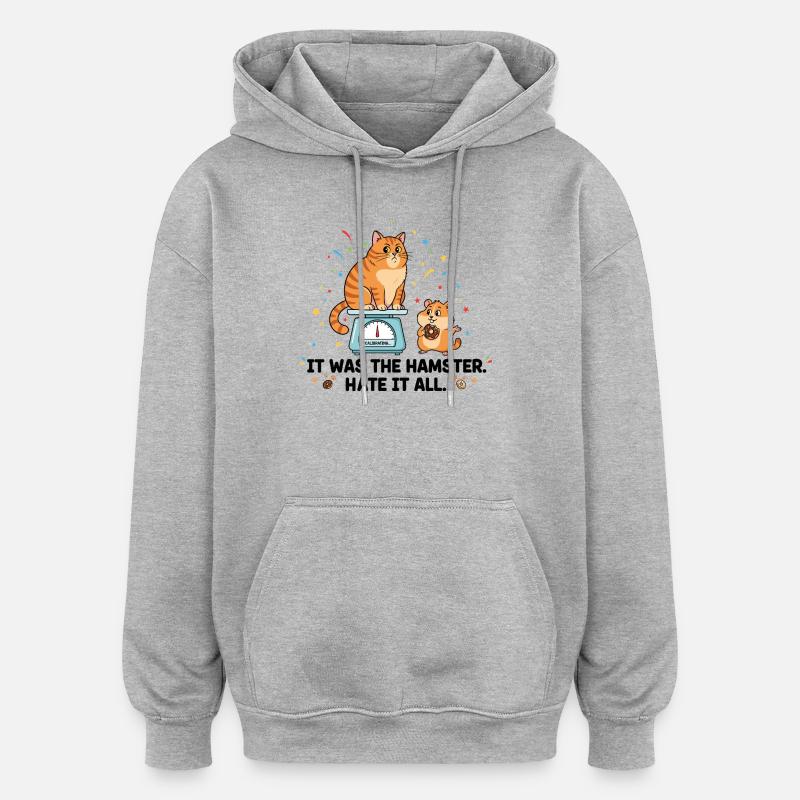 Es war der Hamster - Oversized Unisex Hoodie - Grau meliert