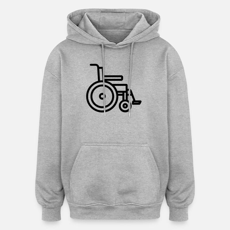 fauteuil roulant - Sweat à capuche oversize unisexe - gris chiné