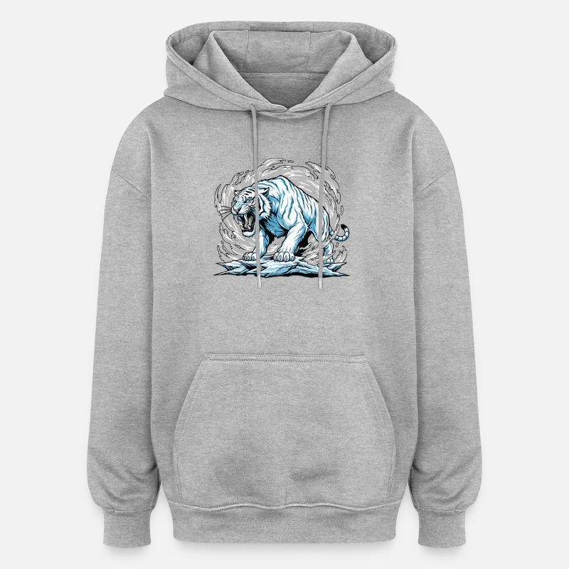 Der gefrorene Tiger im Golf - Oversized Unisex Hoodie - Grau meliert