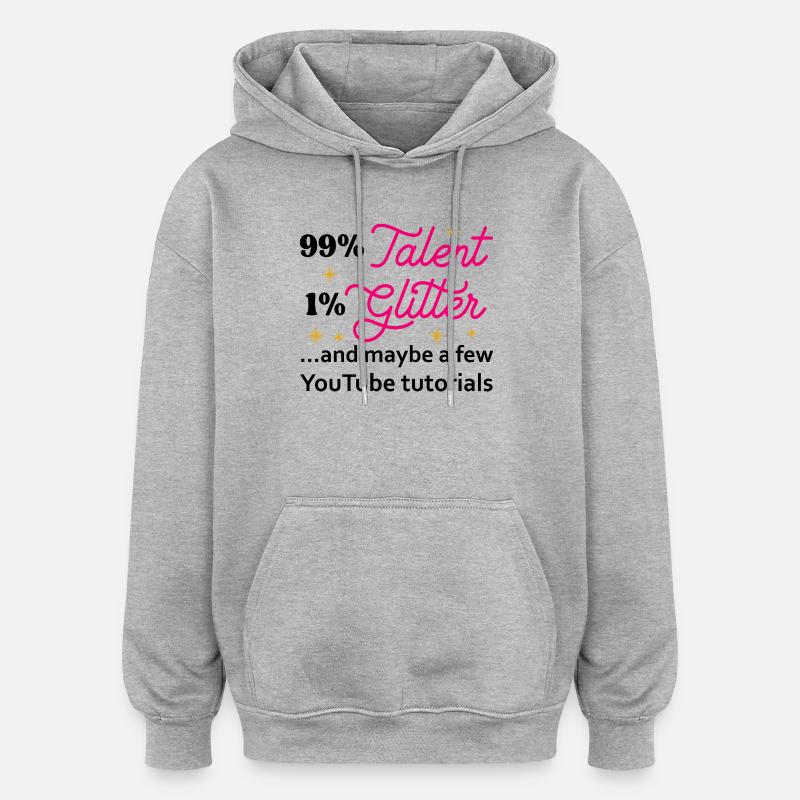 Talent Glitter Étoiles Script - Sweat à capuche oversize unisexe - gris chiné