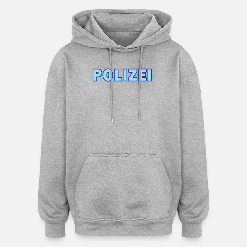 Polizei blockiert Neontext - Oversized Unisex Hoodie - Grau meliert
