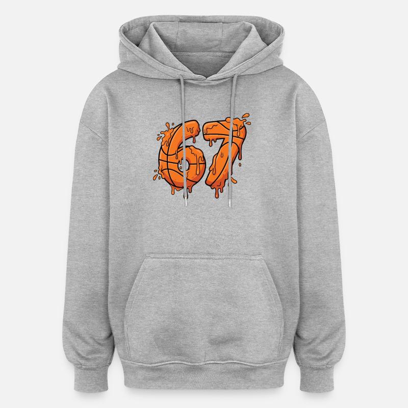 67 Graffiti de basket mème - Sweat à capuche oversize unisexe - gris chiné