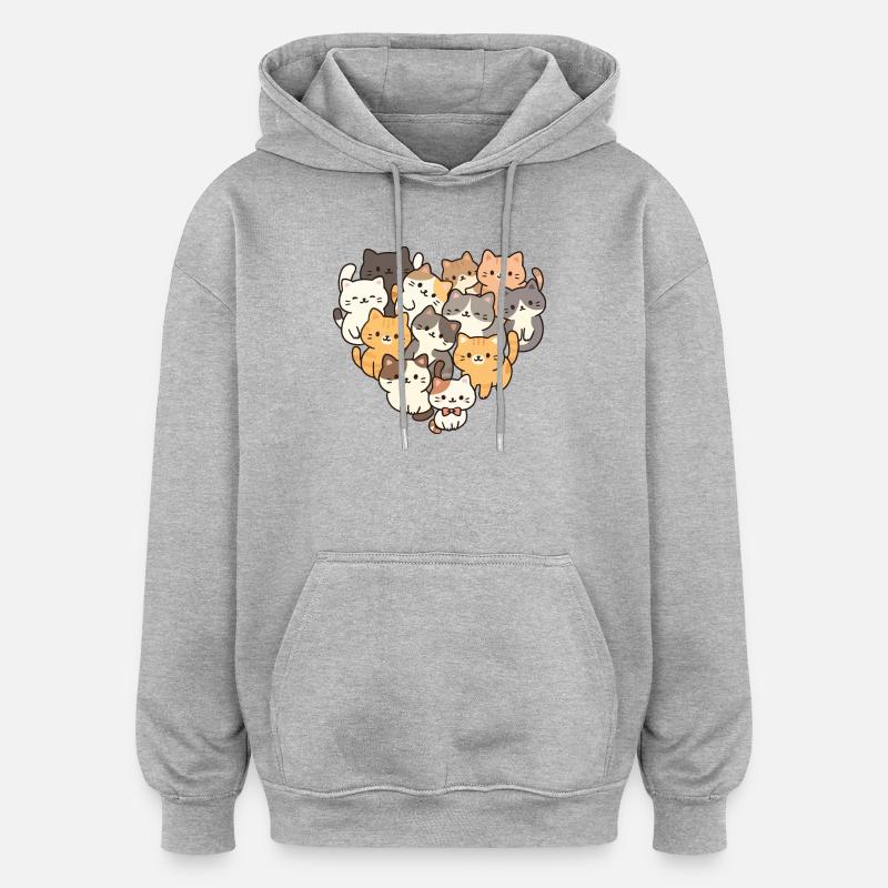 Chat - Sweat à capuche oversize unisexe - gris chiné