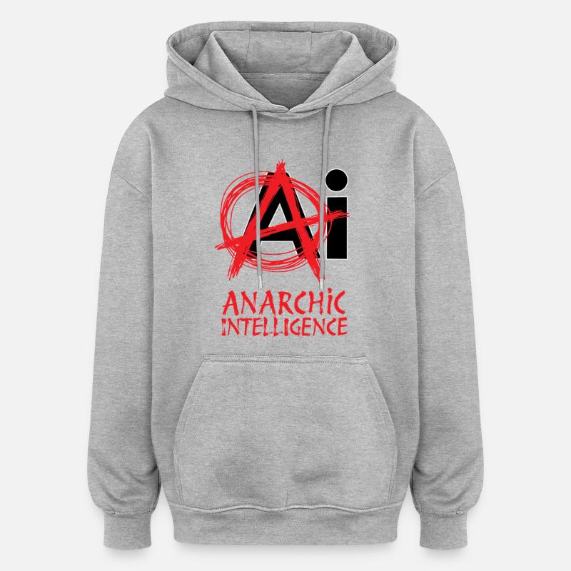 ANARCHIC INTELLIGENCE - let's talk - Sweat à capuche oversize unisexe - gris chiné