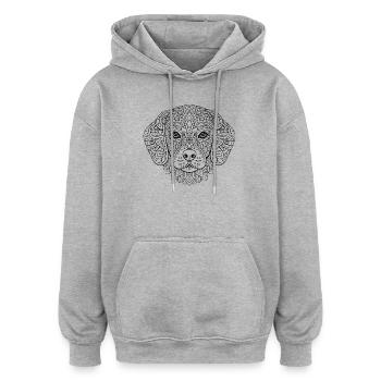 Hund Mandala mit detailreicher Ornamentik - Oversized Unisex Hoodie - Grau meliert - Vorne - Noah (186cm)