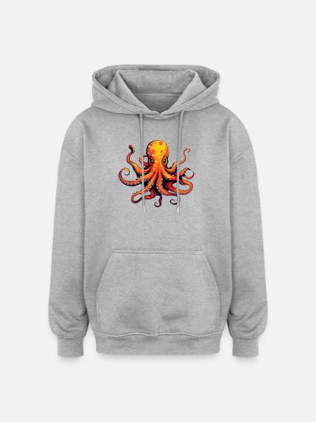 Squid Octopus Animal - Oversized Unisex Hoodie - heather grey