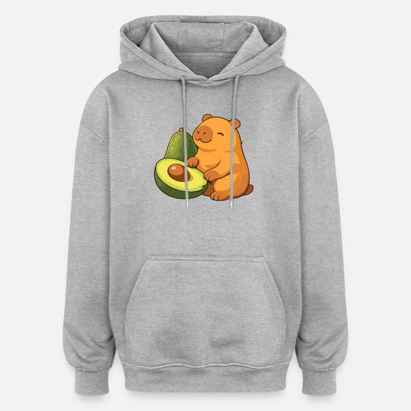 Capybara with avocado - Oversized Unisex Hoodie - heather grey