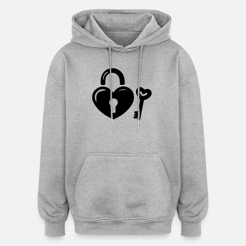 Clé de Cœur - Sweat à capuche oversize unisexe - gris chiné