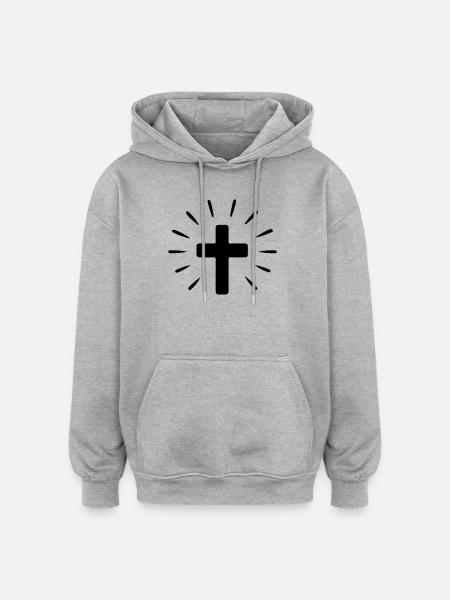 Kreuz Heilig Glaube - Oversized Unisex Hoodie - Grau meliert