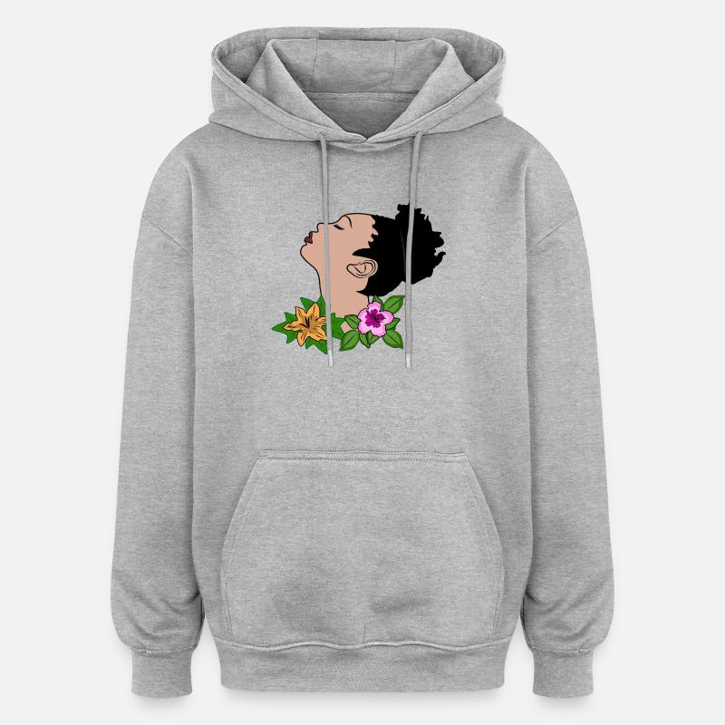 Portrait vectoriel - Sweat à capuche oversize unisexe - gris chiné