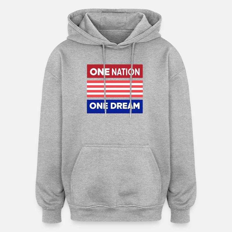 Une Nation, Un Rêve - Sweat à capuche oversize unisexe - gris chiné