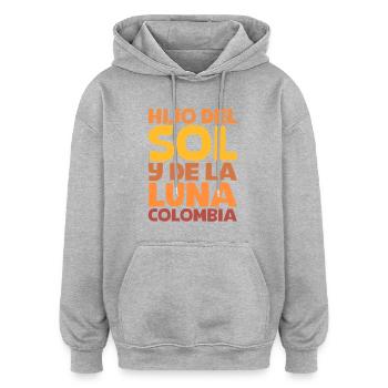 Sohn der Sonne und Mond Kolumbien - Oversized Unisex Hoodie - Grau meliert - Vorne - Noah (186cm)