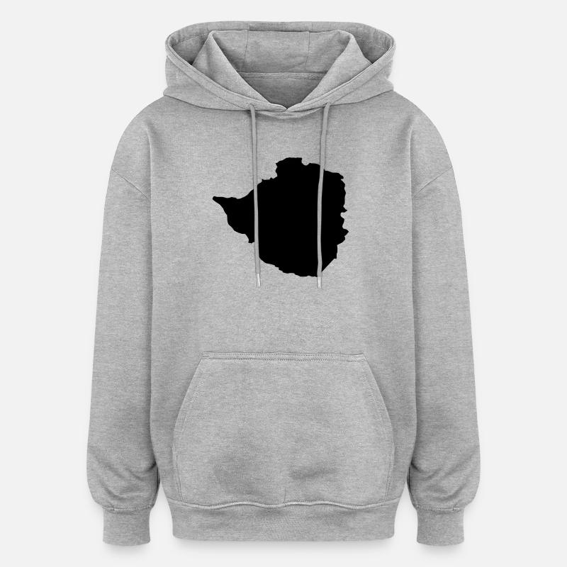 Carte du Zimbabwe - Sweat à capuche oversize unisexe - gris chiné
