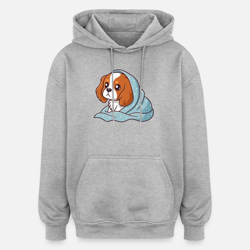 Beagle emmitouflé bleu - Sweat à capuche oversize unisexe - gris chiné