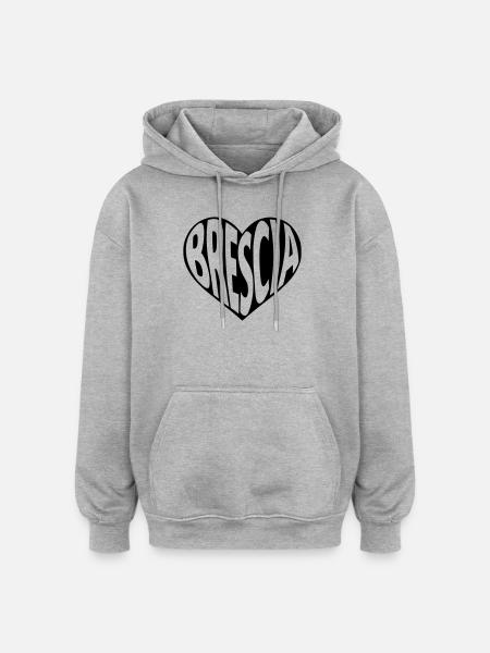 Brescia Heart Typography - Oversized Unisex Hoodie - heather grey