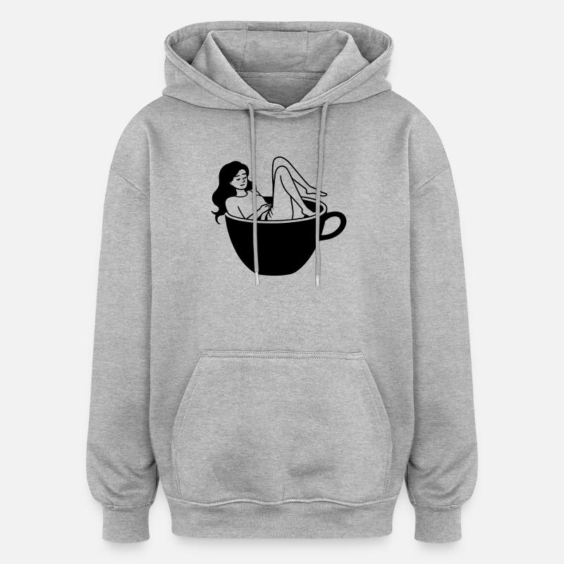 Cultura del caffè - Felpa con cappuccio unisex oversize - grigio melange