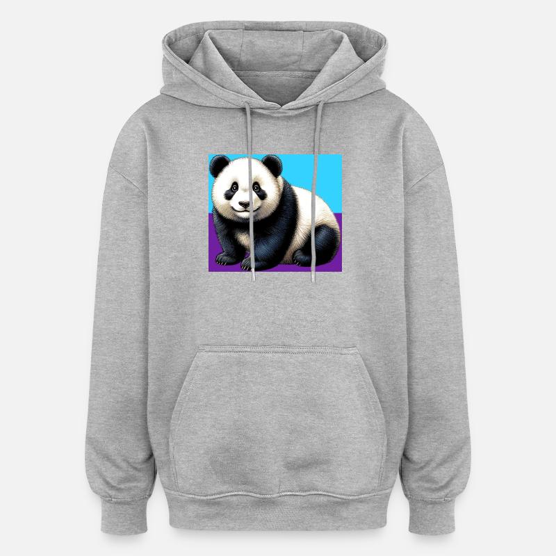 panda - Sweat à capuche oversize unisexe - gris chiné