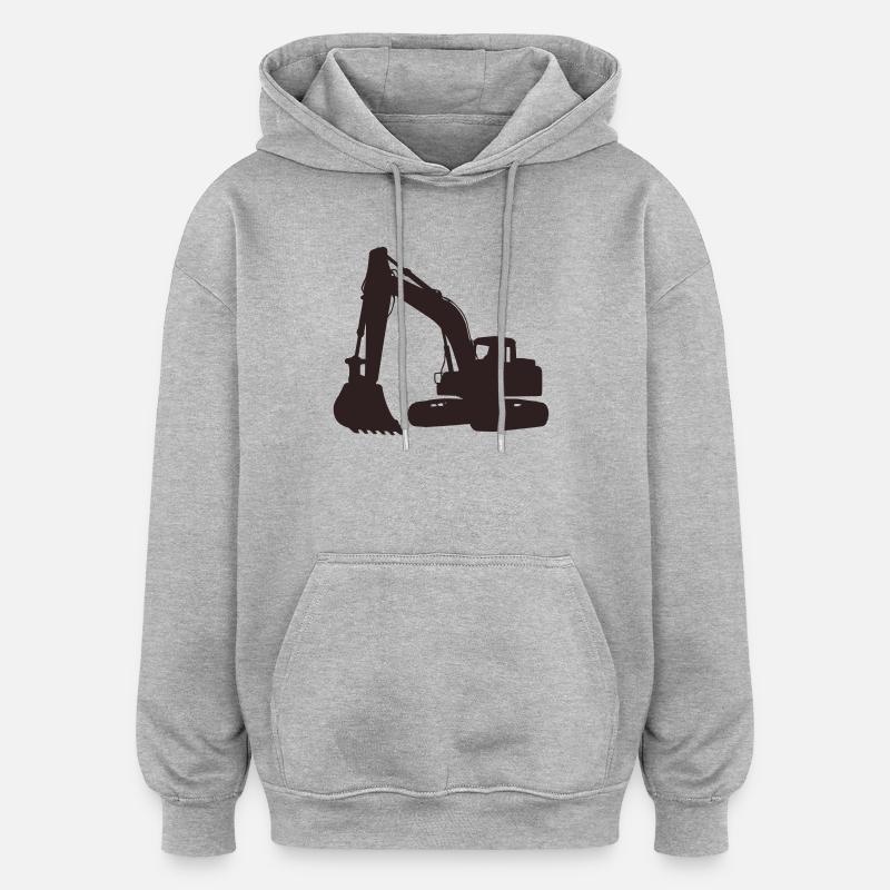 Excavatrice - Sweat à capuche oversize unisexe - gris chiné