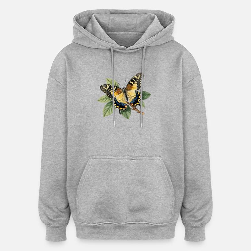 Schwalbenschwanz oder Große Haarsträhne, Papilio machaon - Oversized Unisex Hoodie - Grau meliert