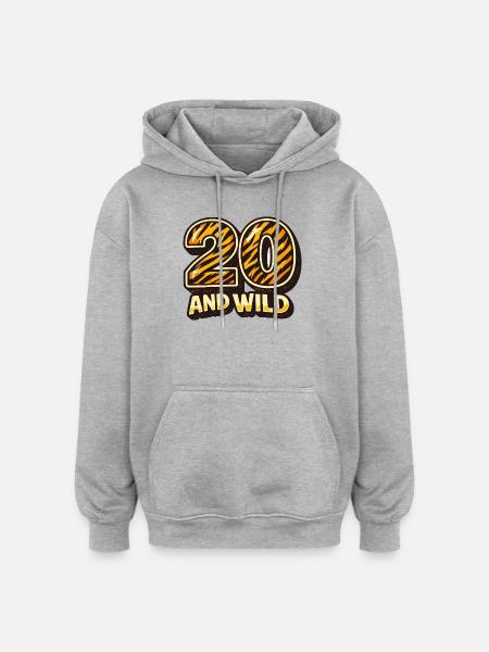 Zwanzig und Wild Tigerstreifen - Oversized Unisex Hoodie - Grau meliert