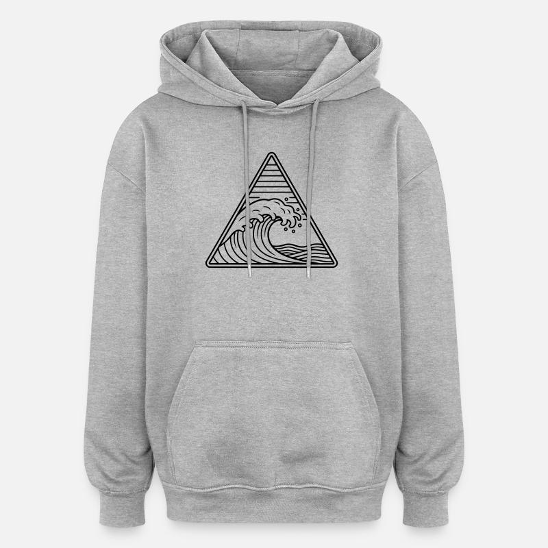 Vague de mer - Sweat à capuche oversize unisexe - gris chiné