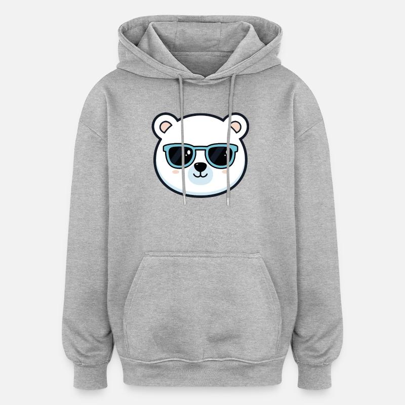Mignon Ours polaire lunettes bleues - Sweat à capuche oversize unisexe - gris chiné