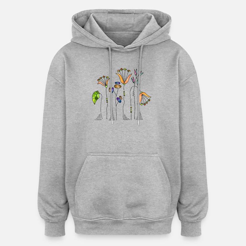 Blumen - Oversized Unisex Hoodie - Grau meliert