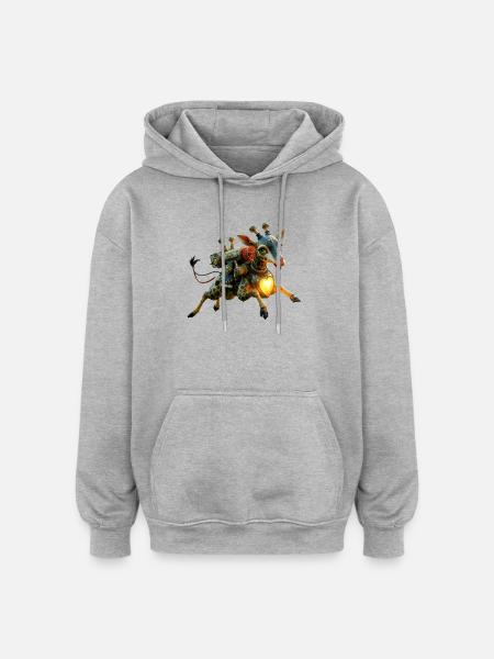 Steampunk Giraffe Illuminated Heart - Oversized Unisex Hoodie - heather grey