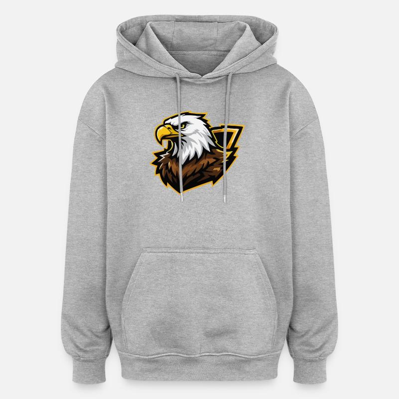Adler mit Goldakzent Comic - Oversized Unisex Hoodie - Grau meliert