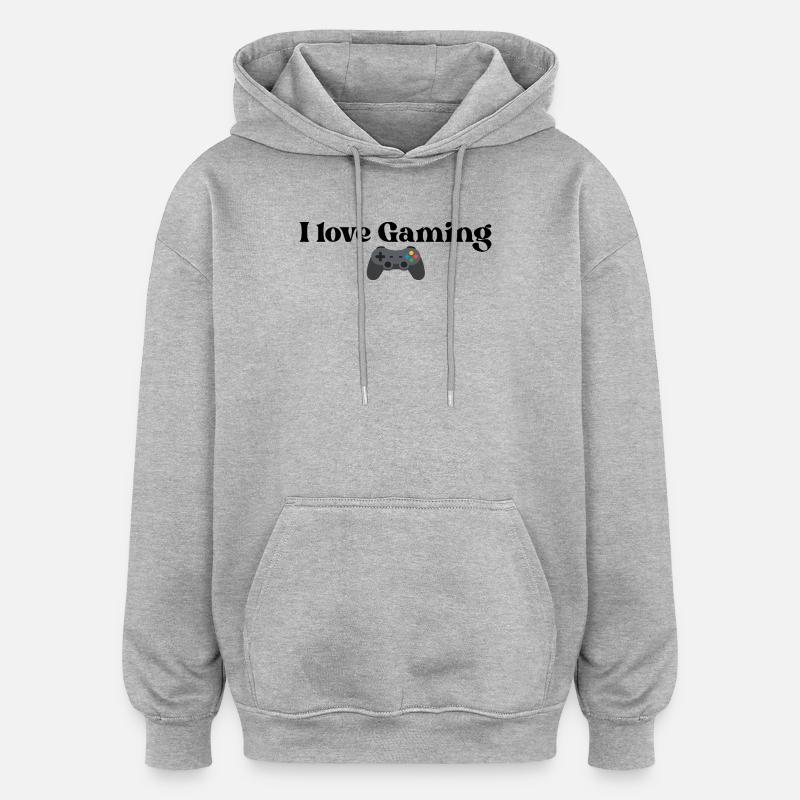 J’adore le jeu vidéo - Sweat à capuche oversize unisexe - gris chiné