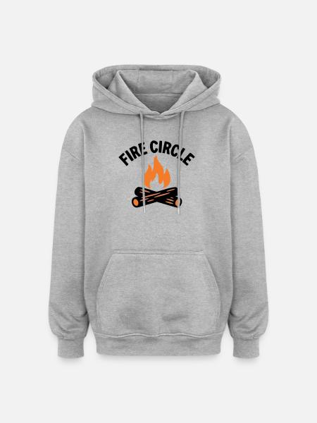 Campfire Fire Pit Camping Boy Scout - Oversized Unisex Hoodie - heather grey