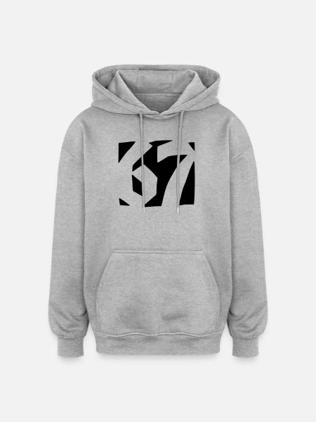 67 Minimal Streetwear Trend Design - Oversized Unisex Hoodie - heather grey