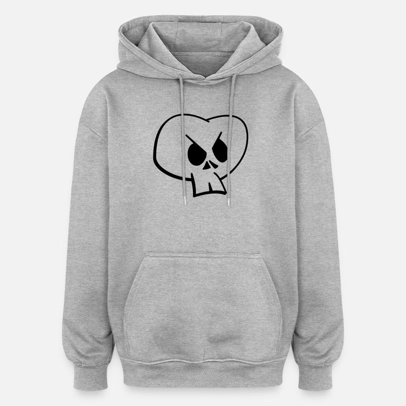 Skull II - Sweat à capuche oversize unisexe - gris chiné