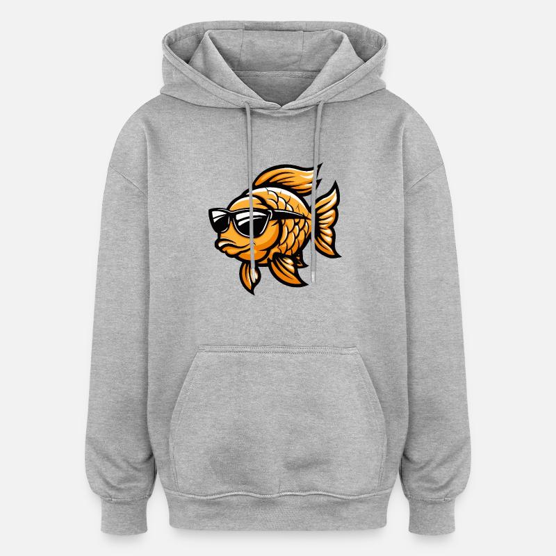 Goldfisch Cool Comic - Oversized Unisex Hoodie - Grau meliert