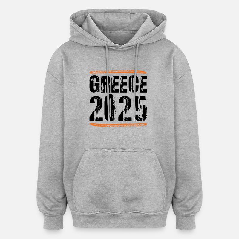 Grèce 2025 Dicton - Sweat à capuche oversize unisexe - gris chiné