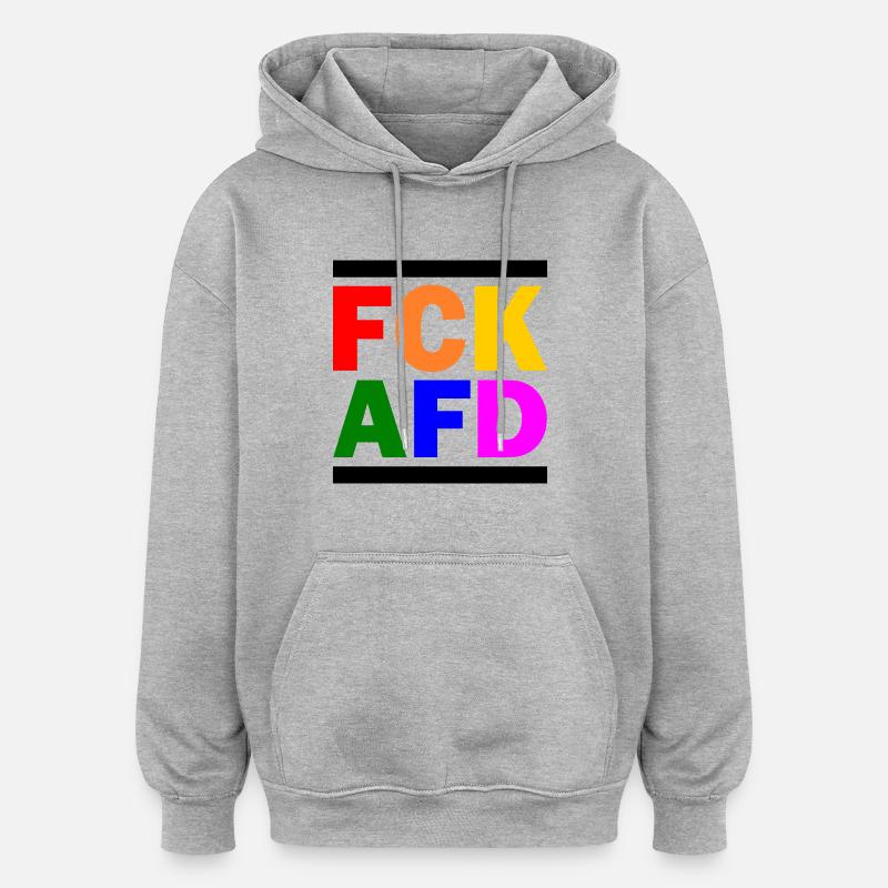 Fck afd - Oversized Unisex Hoodie - Grau meliert
