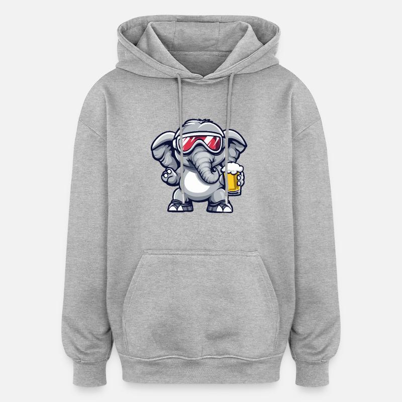Elefant Apres Ski Bier - Oversized Unisex Hoodie - Grau meliert