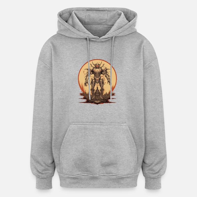 Mecha - Sweat à capuche oversize unisexe - gris chiné