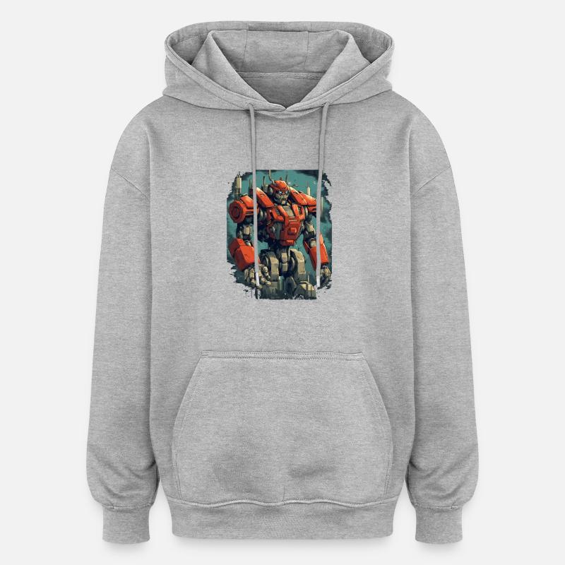 Mecha - Sweat à capuche oversize unisexe - gris chiné