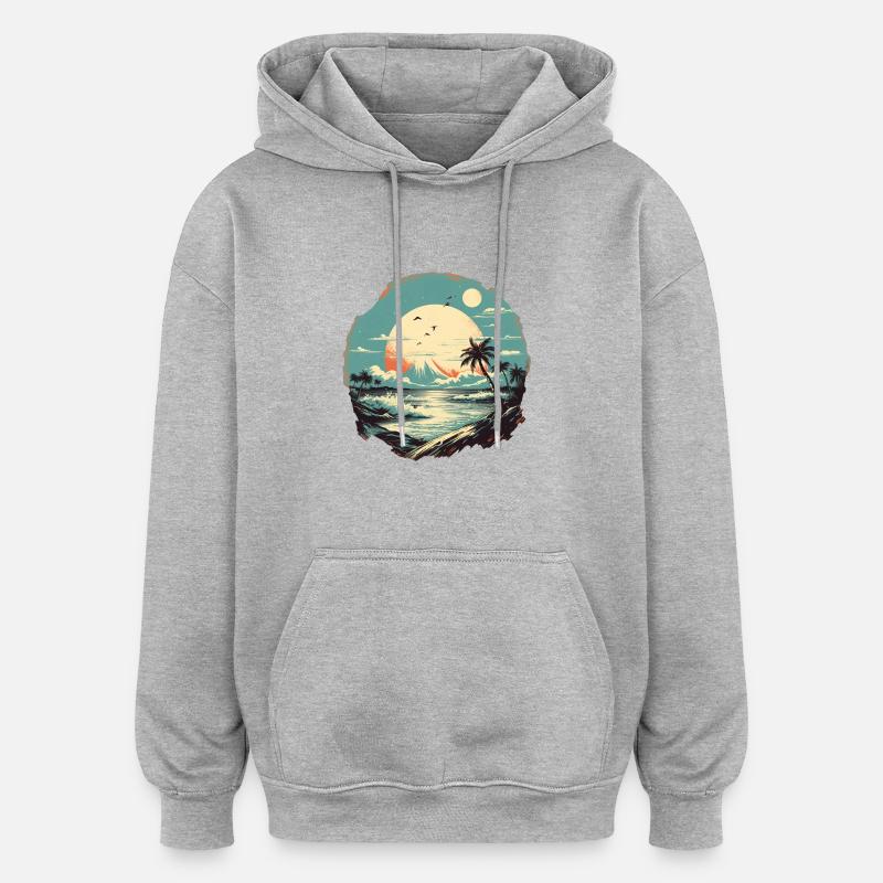 Plage - Sweat à capuche oversize unisexe - gris chiné