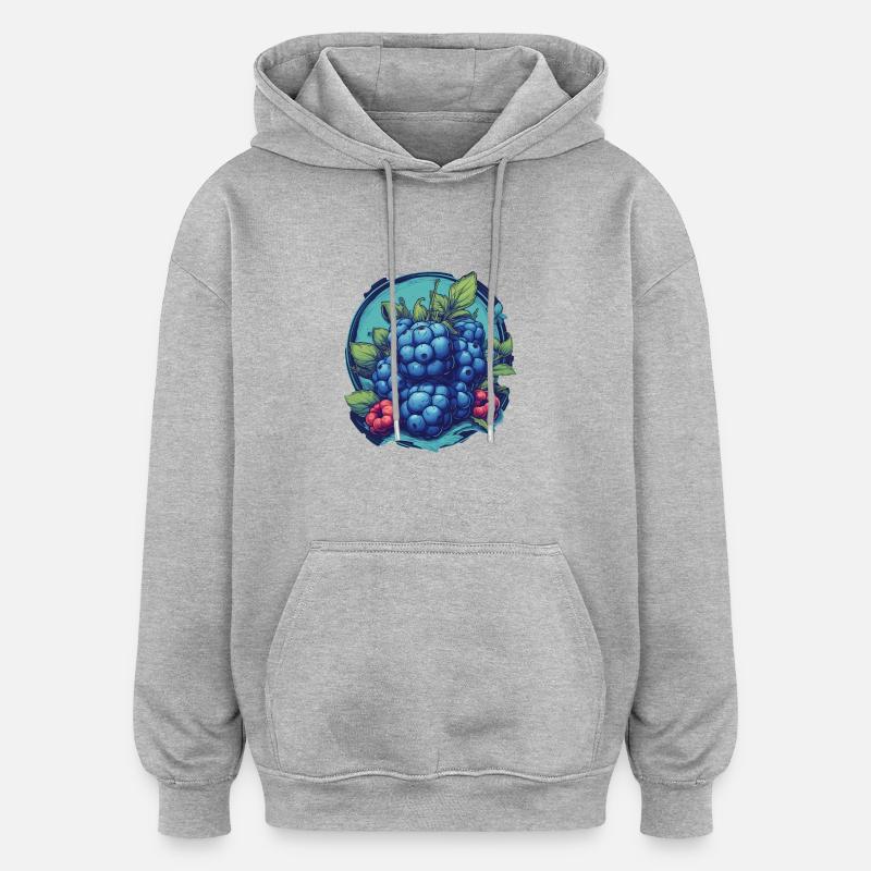 Blaubeere - Oversized Unisex Hoodie - Grau meliert