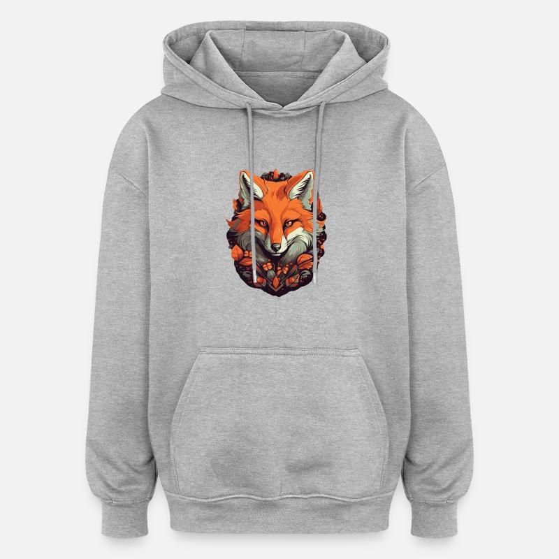 Renard - Sweat à capuche oversize unisexe - gris chiné