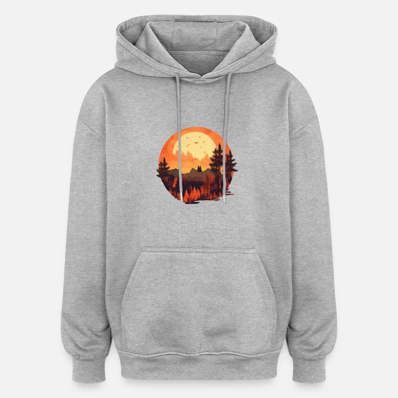 Herbstliche Landschaft - Oversized Unisex Hoodie - Grau meliert