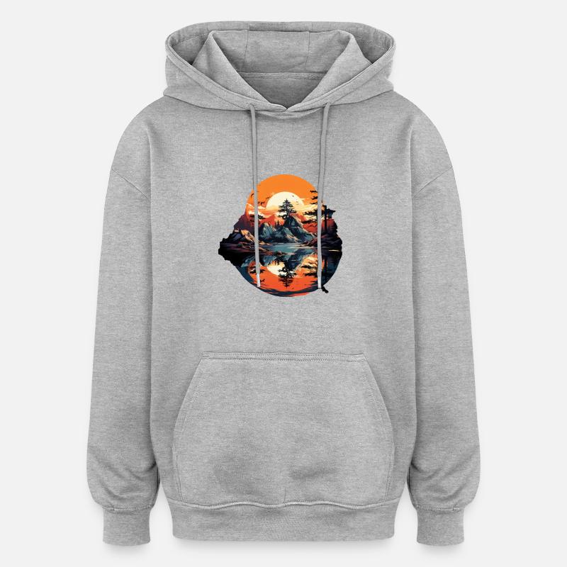 Paysage - Sweat à capuche oversize unisexe - gris chiné
