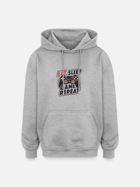 Eat, Sleep, Game, Repeat - Oversized Unisex Hoodie - heather grey