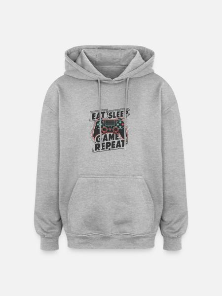Eat, Sleep, Game, Repeat - Oversized Unisex Hoodie - heather grey