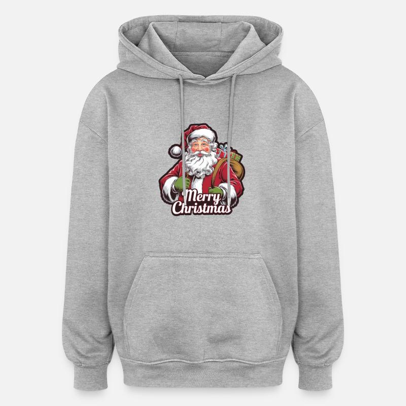 Père Noël – Joyeux Noël Illustration - Sweat à capuche oversize unisexe - gris chiné