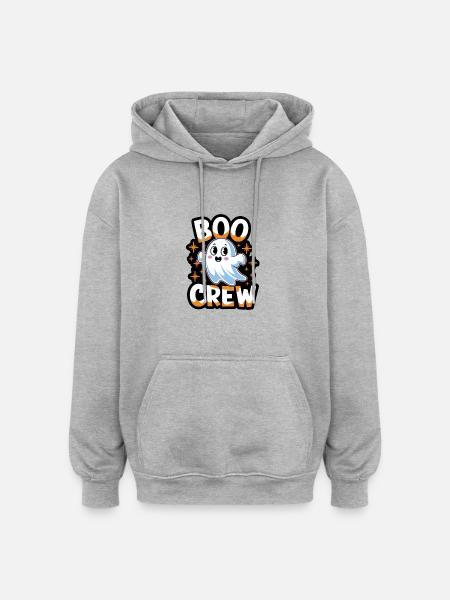 Cute Ghost – Boo Crew - Oversized Unisex Hoodie - heather grey