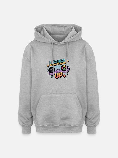 Level Up – Gaming Controller - Oversized Unisex Hoodie - heather grey